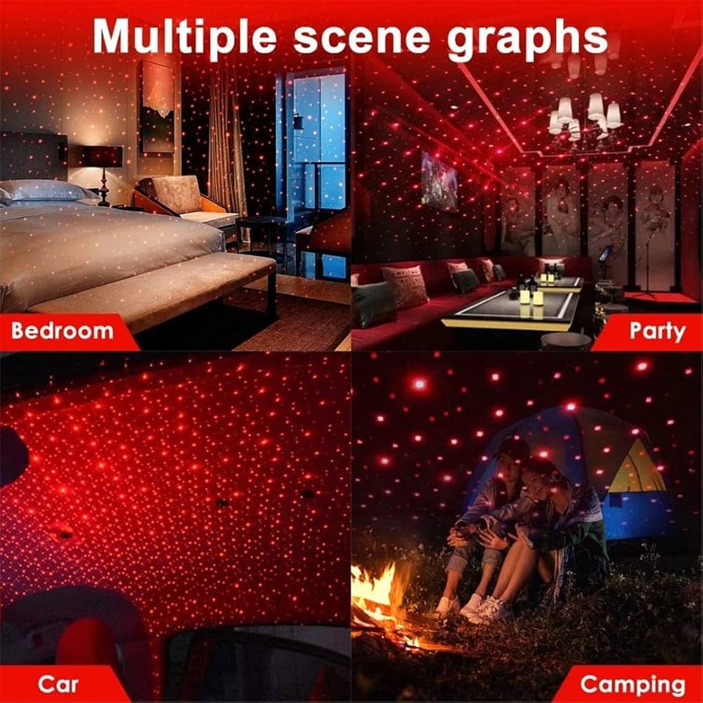 Interior Atmosphere LED Lamp Ambient USB Star Light Auto Roof Projector